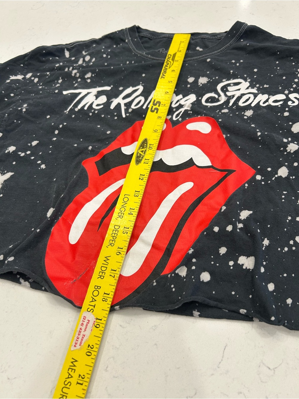 The Rolling Stones Black Bleached Crop Tee with Red Tongue Graphic - Picture 8 of 8